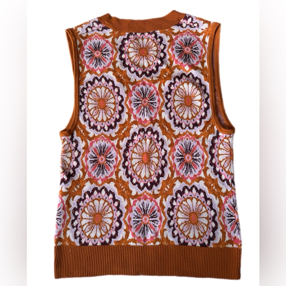 Maeve by Anthropologie Jacquard Sweater Vest Honey size small - Picture 9 of 16